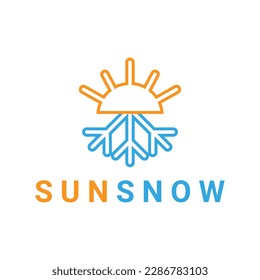 Hot and cold symbol. Sun and snowflake all season concept logo. Vector