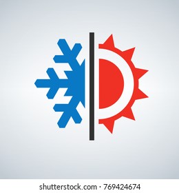 Hot and cold symbol sun and snowflake vector illustration