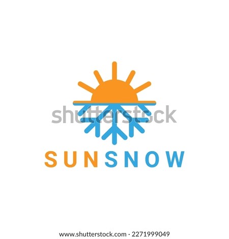 Hot and cold symbol. Sun and snowflake all season concept logo. Vector