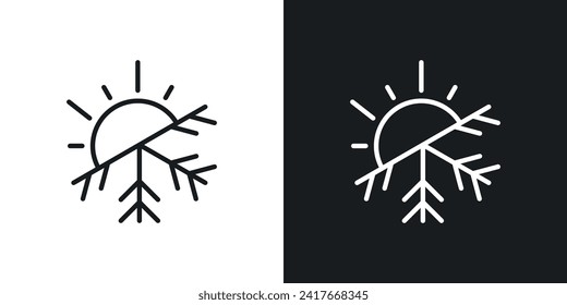 Hot and cold temperature icon designed in a line style on white background.