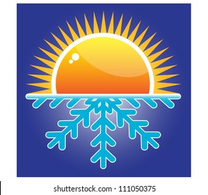Hot and cold temperature symbol.Vector