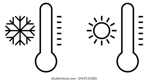 Hot and cold temperature thermometers. Vector illustration isolated on white background

