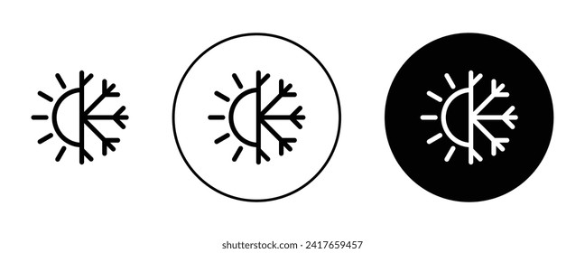 Hot and Cold Temperature vector illustration set. Temperature Adjusting sign in suitable for apps and websites UI design style.