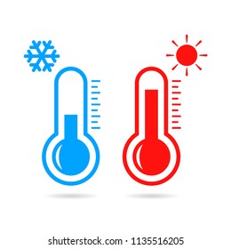 Hot and cold temperature vector pictogram illustration isolated on white background