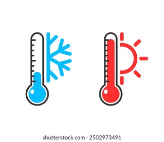 Heiß- und Kalttemperatur-Symbol. Clipart-Bild einzeln auf weißem Hintergrund