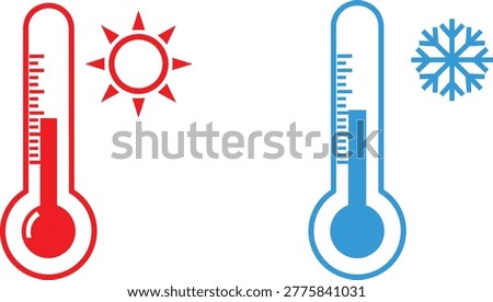 Hot and cold thermometer icons Vector Symbols