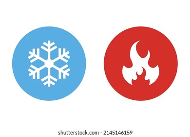 Hot And Cold Vector Icon. Fire And Ice Sign. Snowflake And Burning Flame Isolated On White