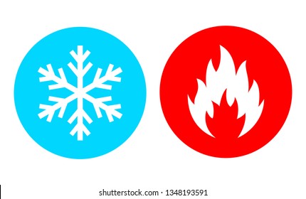 Hot and cold vector icon set on white background