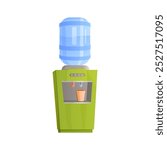 Hot and cold water cooler for office, school canteen or cafe, dispenser with two taps vector illustration