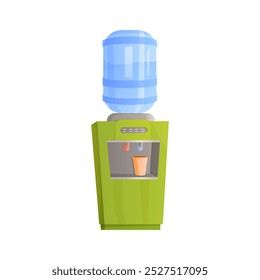 Hot and cold water cooler for office, school canteen or cafe, dispenser with two taps vector illustration