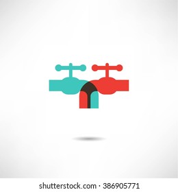 With hot and cold water faucet icon
