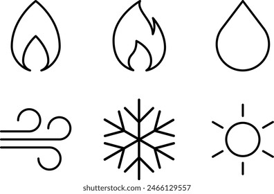 Hot cold water icon set. hvac symbol.