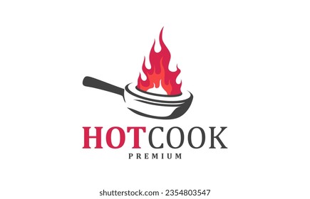 diseño de logotipo premium de cocinero caliente. la ilustración de hot cooking se puede utilizar para los logotipos del restaurante