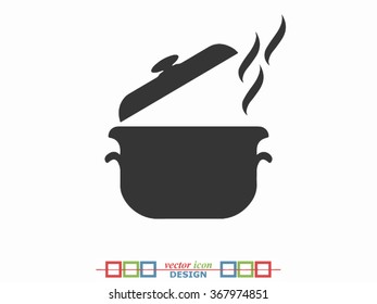 Hot cooking pot vector icon