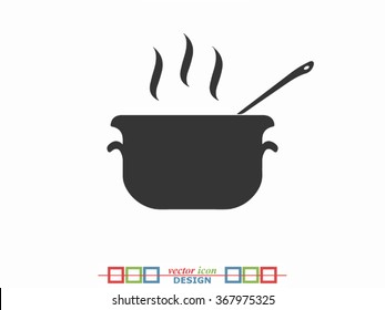 Hot Cooking Pot Vector Icon