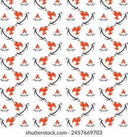 Hot cooking uncommon trendy multicolor repeating pattern vector illustration design