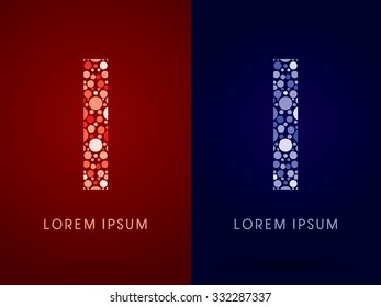 I ,hot and cool font, designed using red and blue dot graphic vector.