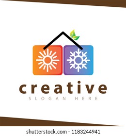 Hot and cool with home logo