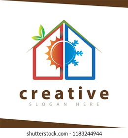Hot and cool with home logo