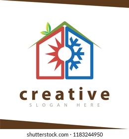 Hot and cool with home logo