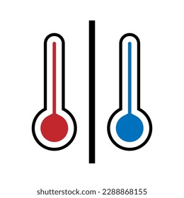 Hot and Cool Temperature Icon. Thermometers Illustration. Applied as Trendy Symbol for Design Elements, Websites, Presentation and Application - Vector.
