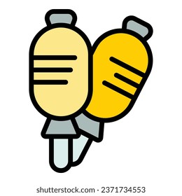 Hot corn dog icon outline vector. Corndog stick. Sauce fried color flat