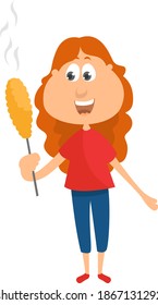 Hot corn, illustration, vector on white background.