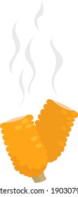 Maíz caliente, ilustración, vector sobre fondo blanco.