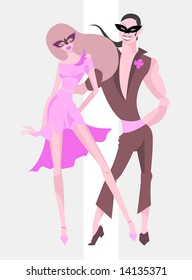 Hot couple dancing salsa at a mascarade