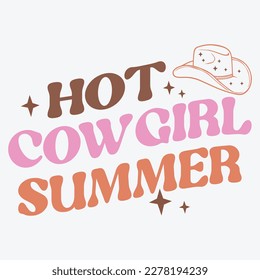  Hot Cow Girl Summer, cute, animals, rainbow, funny, flowers, life, colorful, summer, trendy, retro, lol, cool, typography, svg