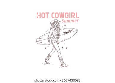 Hot cowgirl summer, Howdy, Vintage Western Cowgirl Sublimation T Shirt Design	