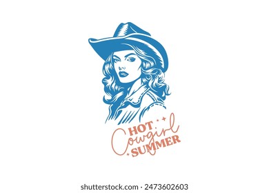 Hot Cowgirl Sommer Klassisch Western Cowgirl Zitat T-Shirt Design