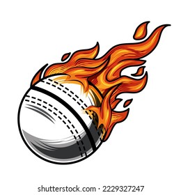 Hot cricket ball fire logo silhouette. cricket club graphic design logos or icons. vector illustration.
