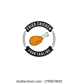 Hot Crispy Fried Chicken logo template in white background