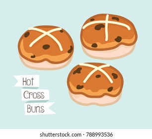 Hot Cross Buns cute vector
