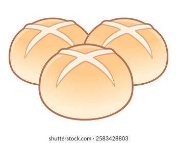 Hot cross buns drawing. Simple cartoon vector illustration.