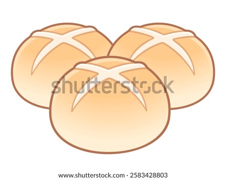 Hot cross buns drawing. Simple cartoon vector illustration.