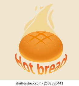 Hot crusty bread. Only from the oven Bakery logo, bread shop. Banner