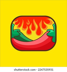 marca de logotipo gastronómico caliente con chile rojo y verde