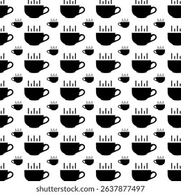 Hot cup black and white pattern vector