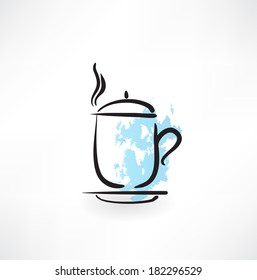 hot cup with cap grunge icon