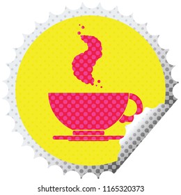 hot cup of coffee circular peeling sticker