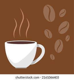 hot cup of coffee and grains