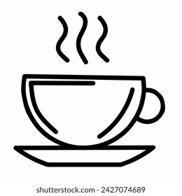 Hot cup of coffee icon. Cup flat icon. Suitable for designing logos, visiting cards, etc. Single outline symbol. Cup outline pictogram.