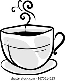 Café caliente, ilustración, vector sobre fondo blanco.