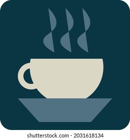 Hot cup of coffee, illustration, vector, on a white background.