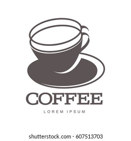 Hot cup coffee logo templates. Abstract coffee logo for your design. Badges, labels, banners, advertisements, brochures, business templates. Vector illustration isolated on white background