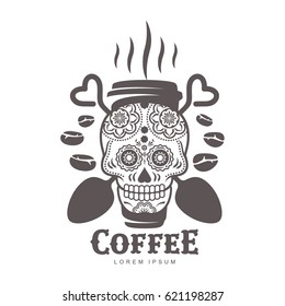 Hot cup coffee logo templates. Abstract two colors coffee logo for your design. Badges, labels, banners, advertisements, brochures, business templates. Vector illustration isolated on white background