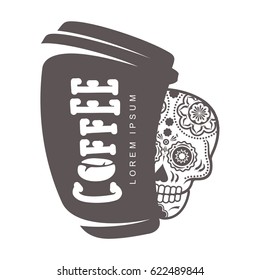 Hot cup coffee logo templates. Abstract two colors coffee logo for your design. Badges, labels, banners, advertisements, brochures, business templates. Vector illustration isolated on white background