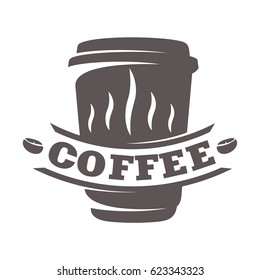 Hot cup coffee logo templates. Abstract two colors coffee logo for your design. Badges, labels, banners, advertisements, brochures, business templates. Vector illustration isolated on white background